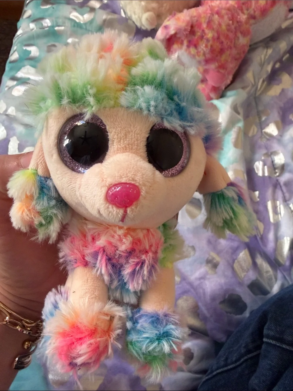 Ty Plush Rainbow Multicolor Small Pets Set - White, Pink, Green, Blue